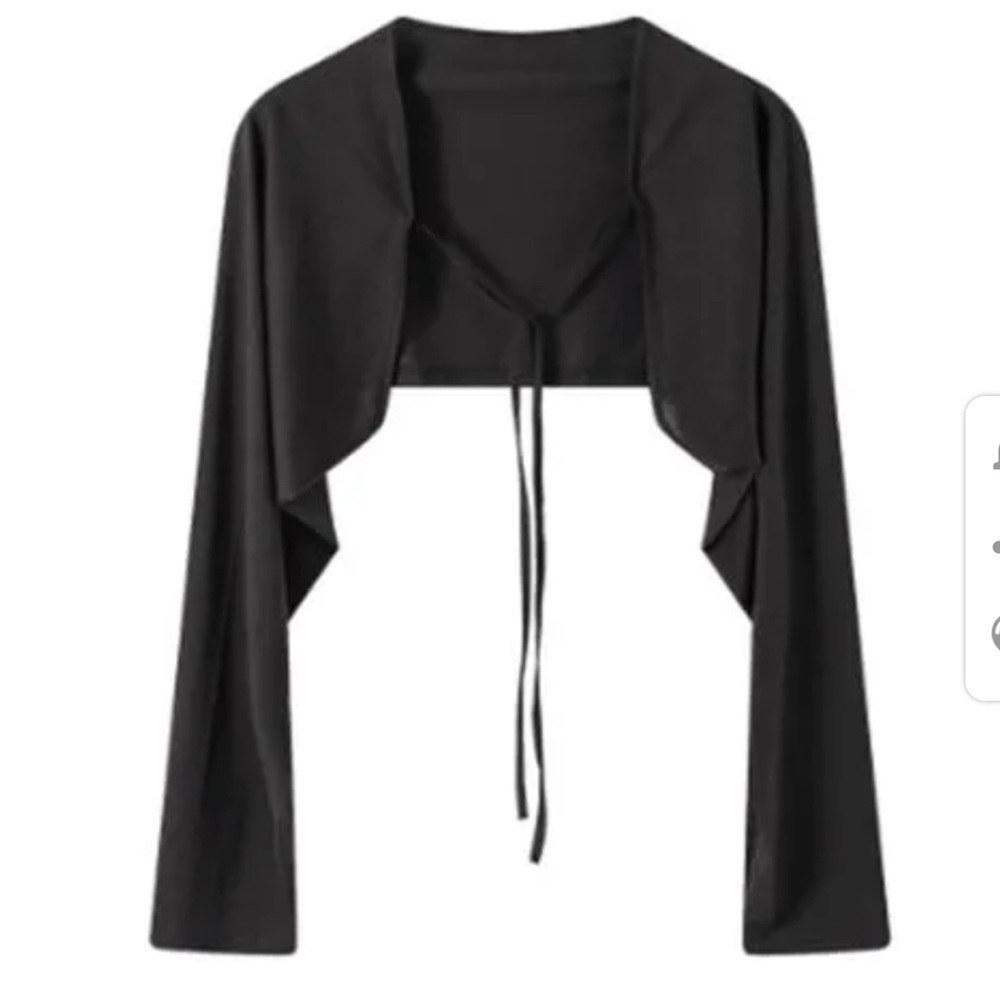 NAKED Arconte Tie-Strap Cropped Open Cardigan in Black sheer women’s size S